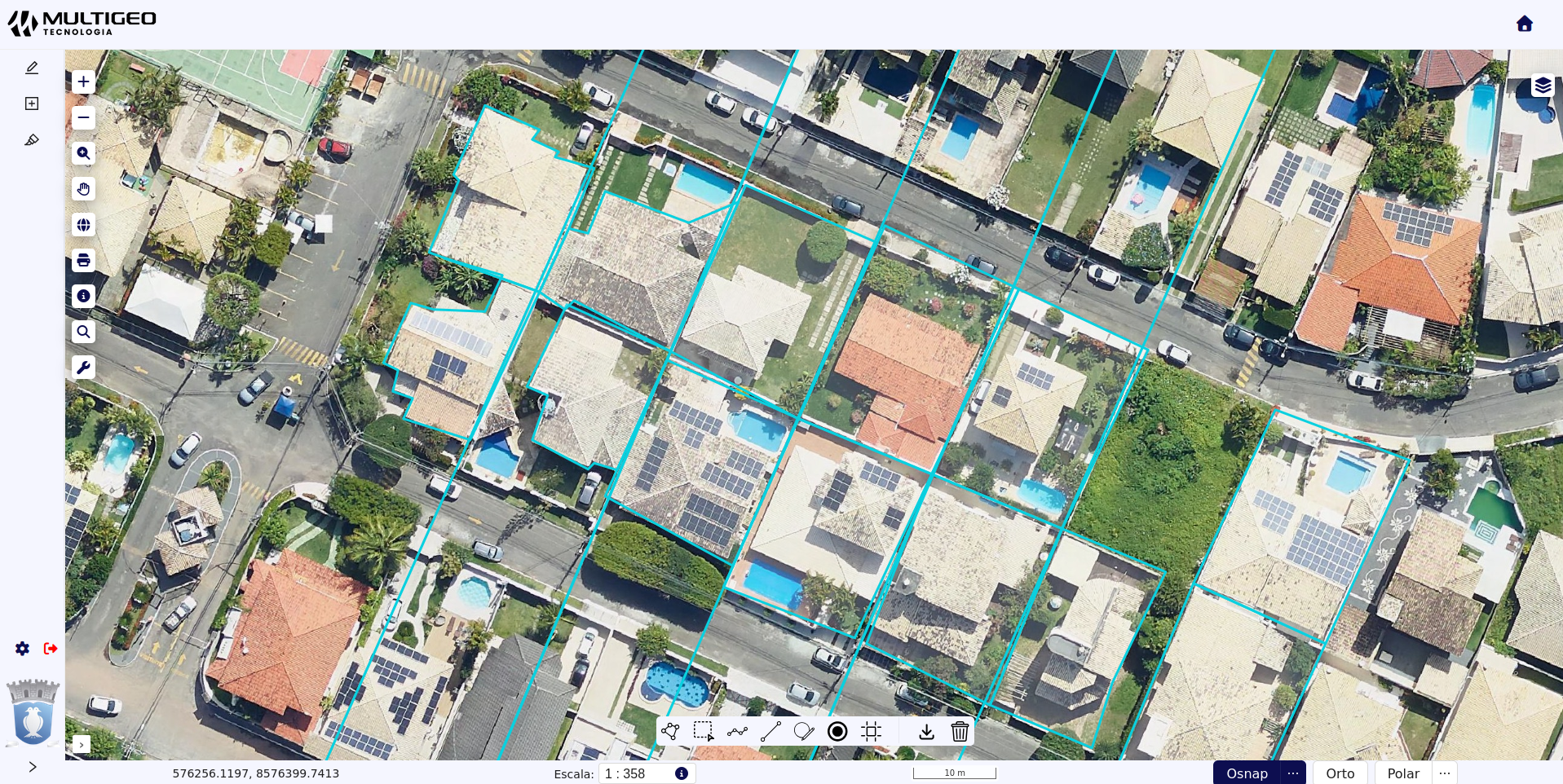 Editor Web - Interface de vetorização no mapa